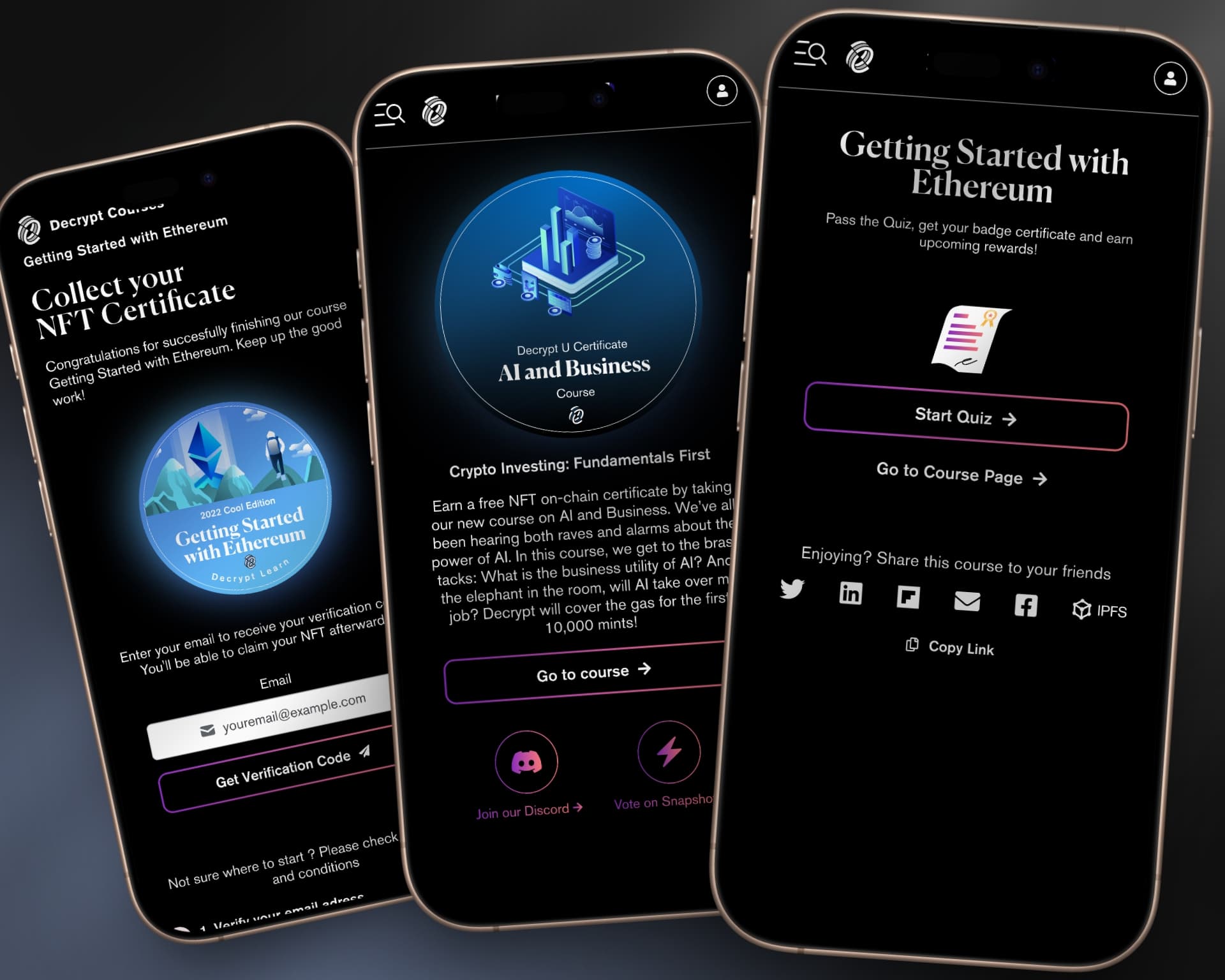 Built Decrypt's education platform from scratch.
