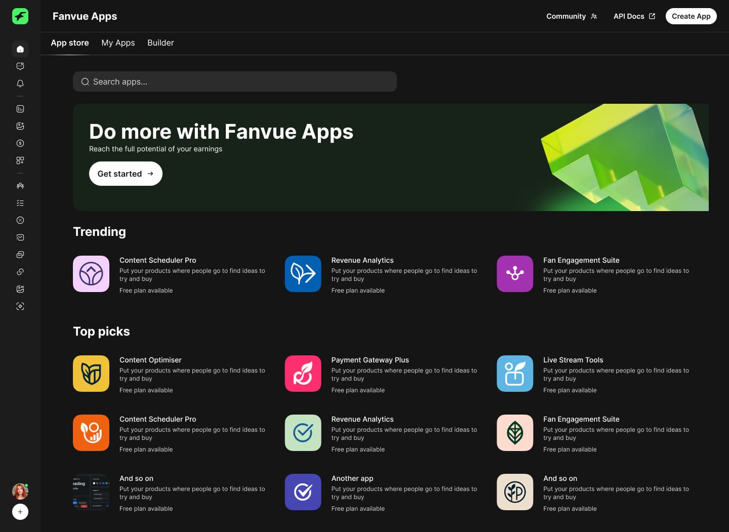 Creator side: app details