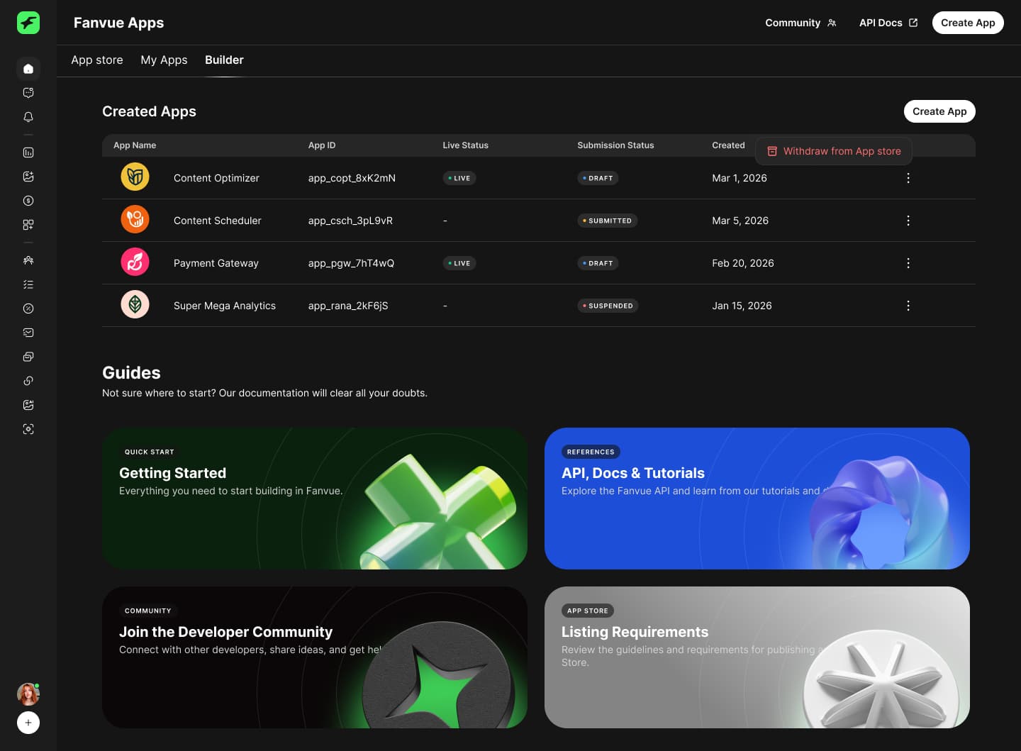 Created Apps as a builder